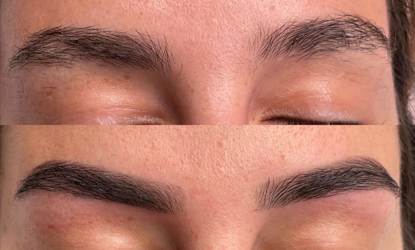 Eyebrow threading before and after at BeCammo, Malta