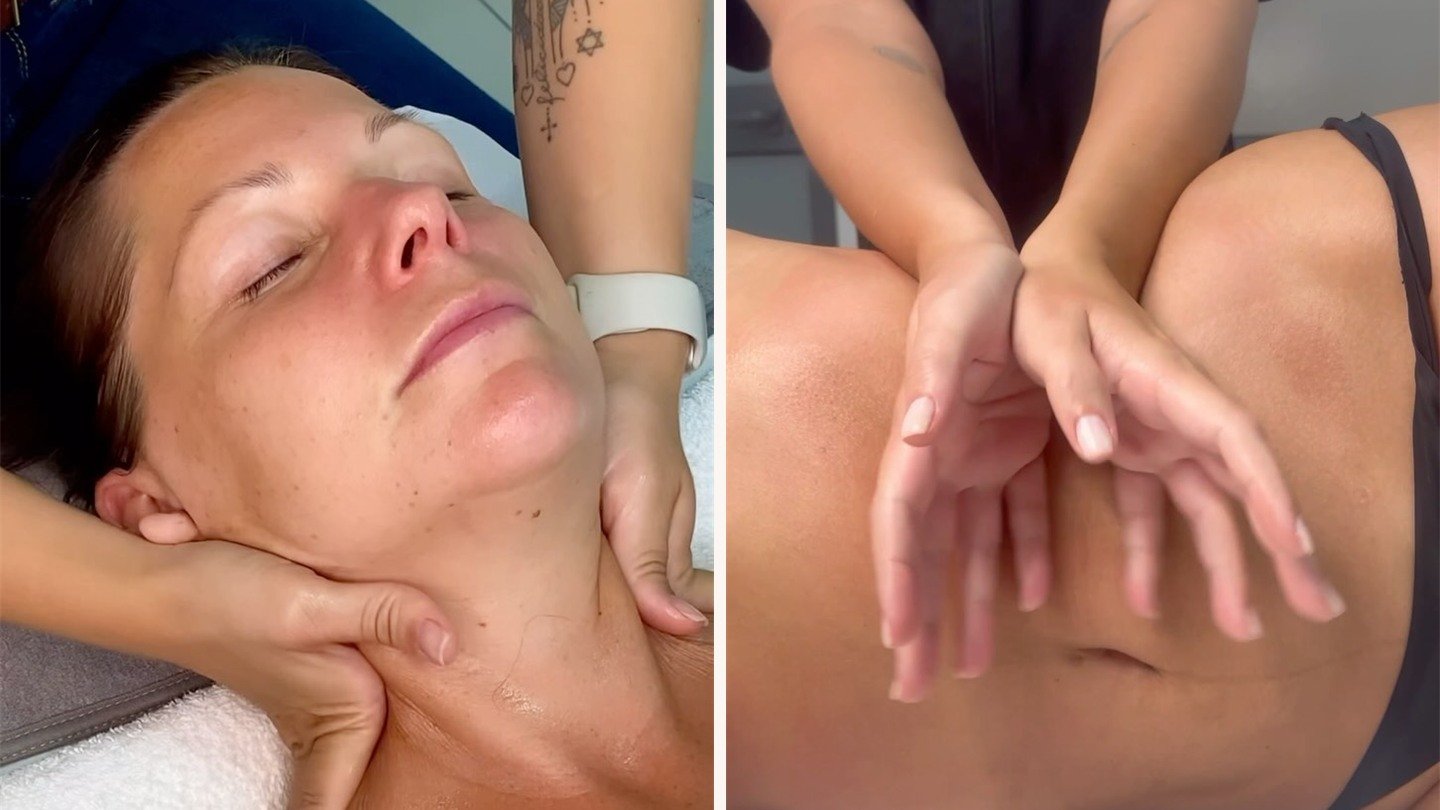 Hands-on massage on the neck and on the abdomen at BeCammo, Sliema