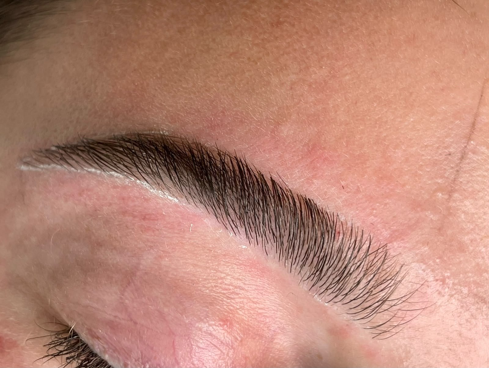 Eyebrow with the white mapping line drawn before threading at BeCammo Malta