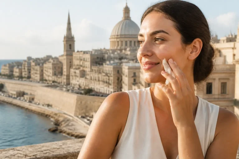 Editorial cover photograph about beauty routine for Malta humidity