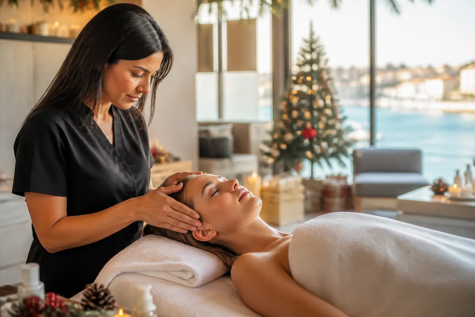 Editorial cover photograph about Christmas party beauty prep Malta