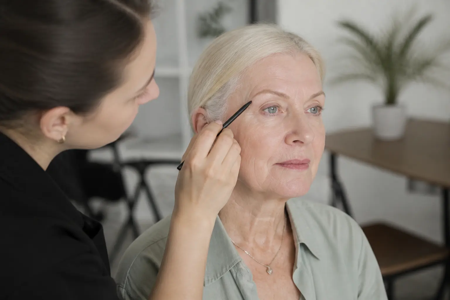 Supporting editorial photograph about eyebrow shaping for blonde and grey brows