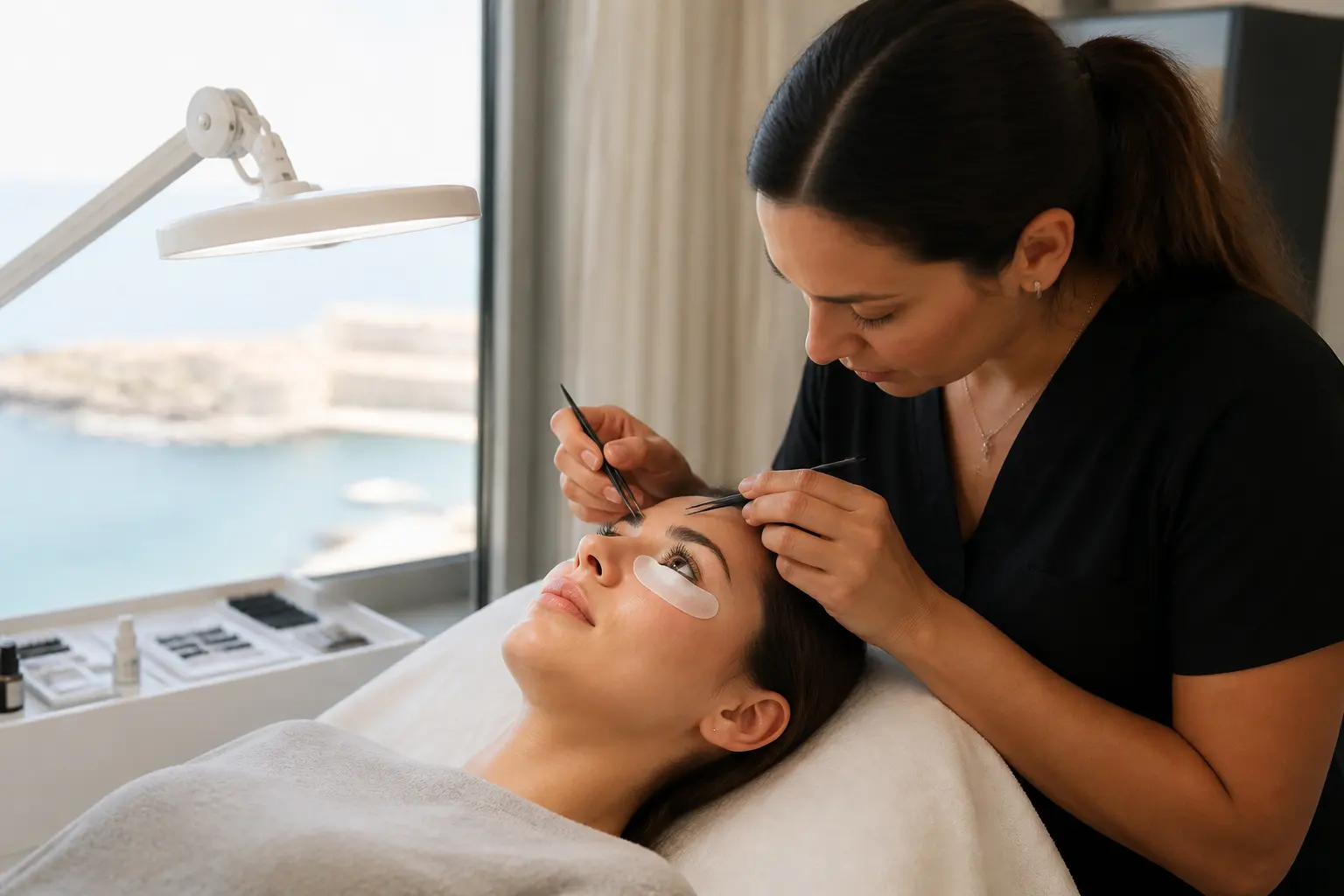 Editorial cover photograph about bottom lash extensions