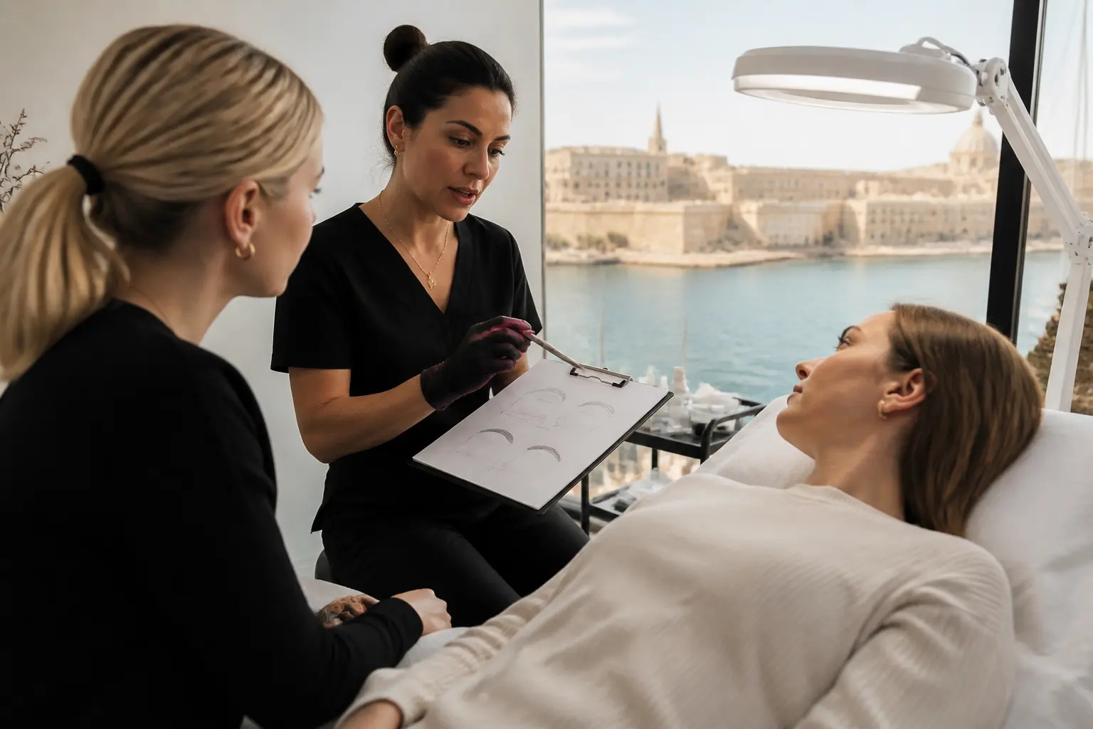 Editorial cover photograph about Brazilian vs European microblading