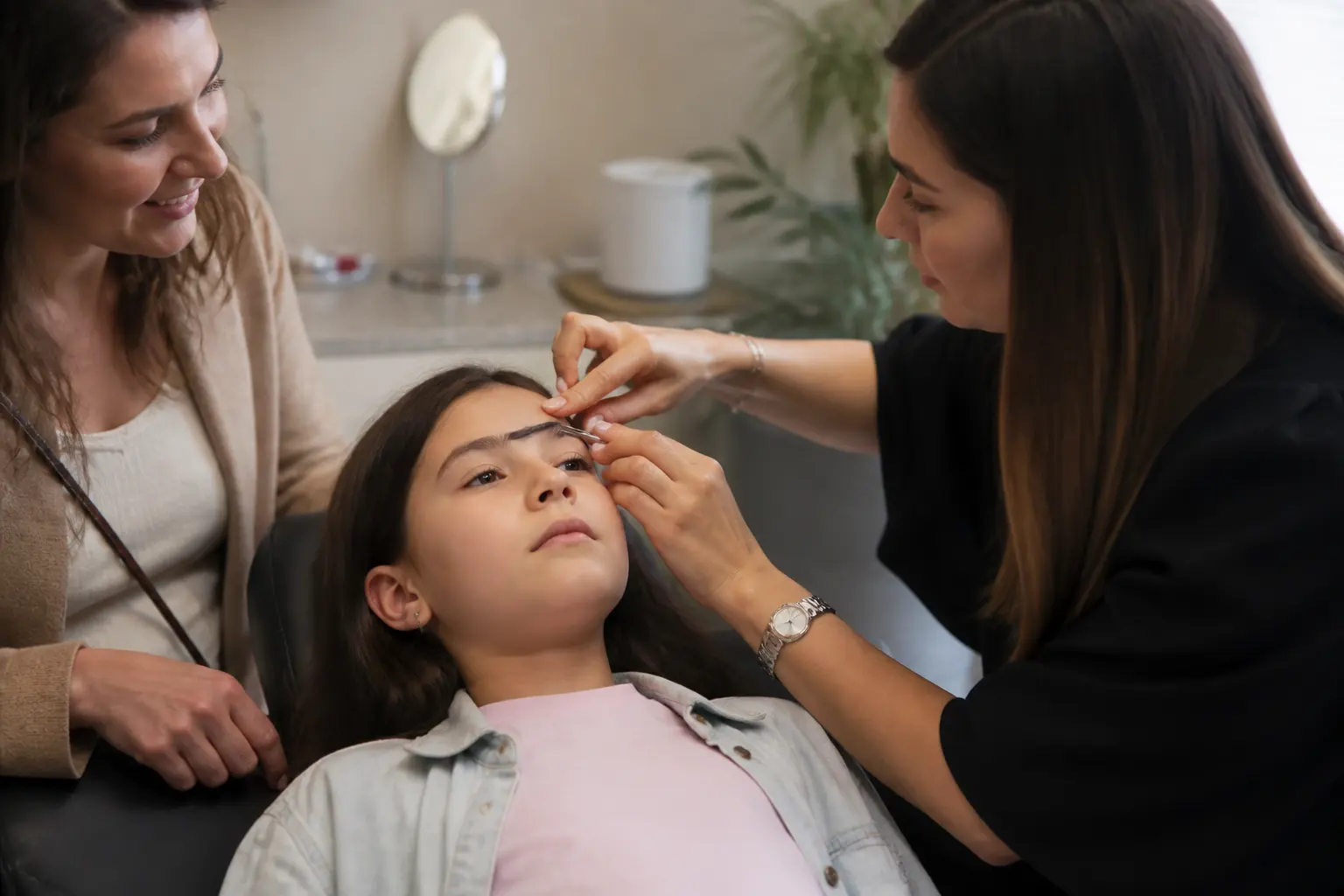 Editorial cover photograph about daughter's first eyebrow appointment