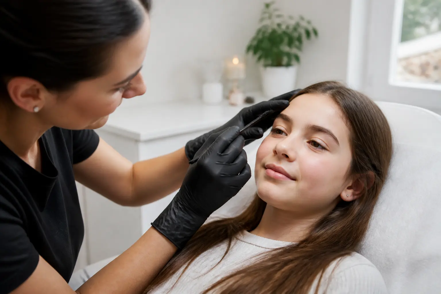 Supporting editorial photograph about daughter's first eyebrow appointment