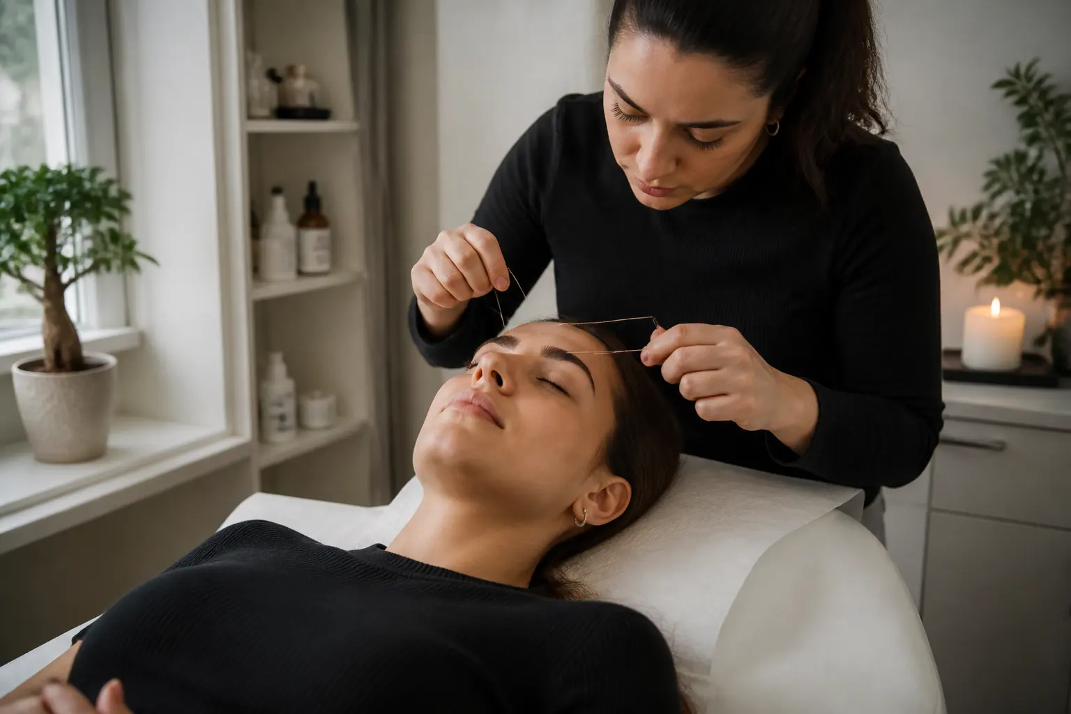 Supporting editorial photograph about brow lamination and threading