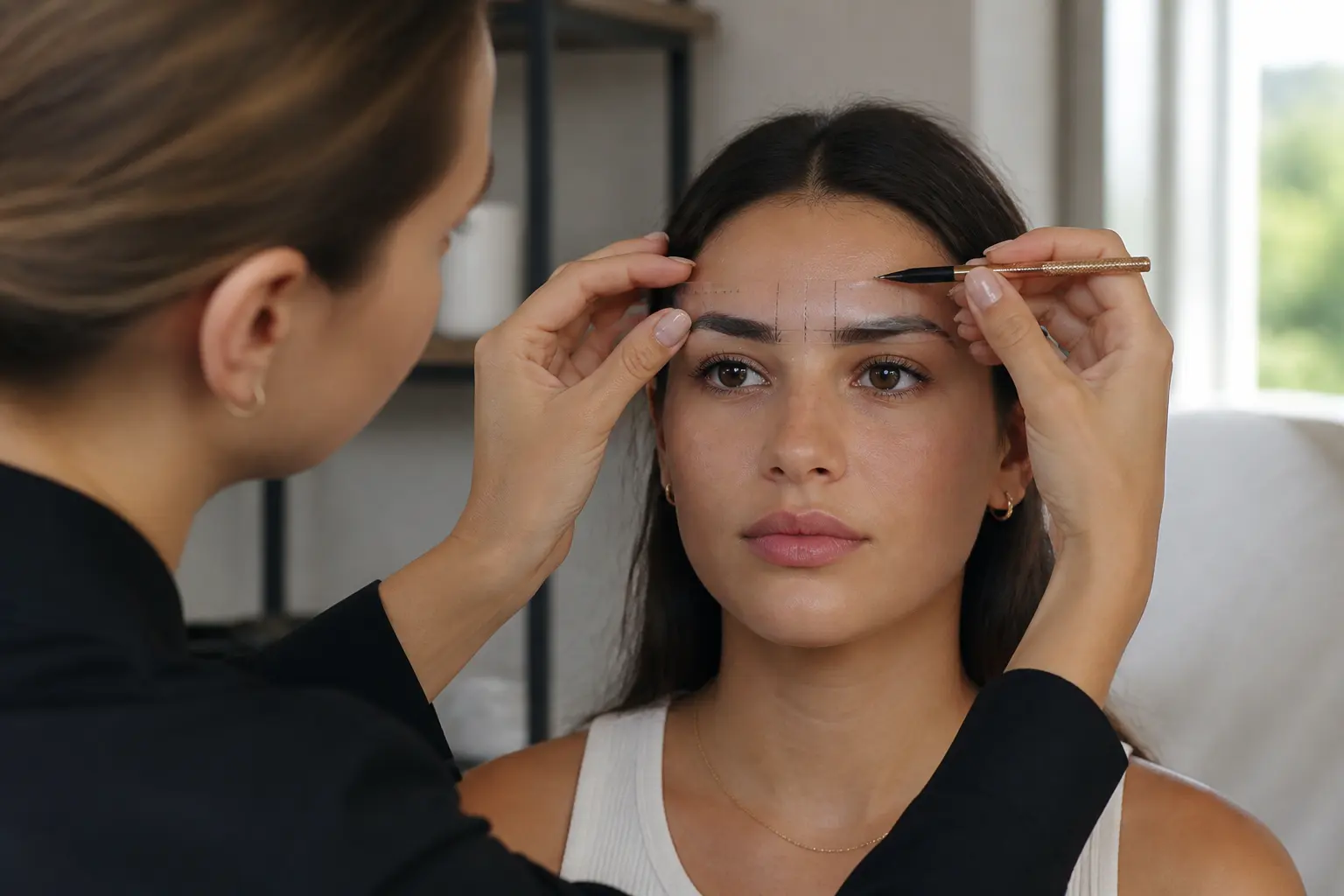 Supporting editorial photograph about brow mapping between eyebrows