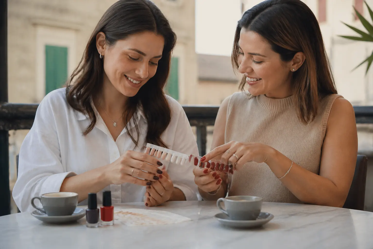 Editorial cover photograph about classic manicure vs gel manicure