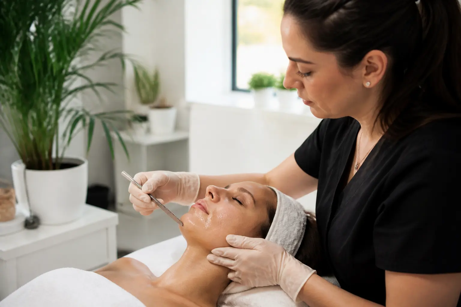Supporting editorial photograph about dermaplaning and chemical exfoliants