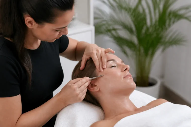 Editorial cover photograph about dermaplaning before spray tan