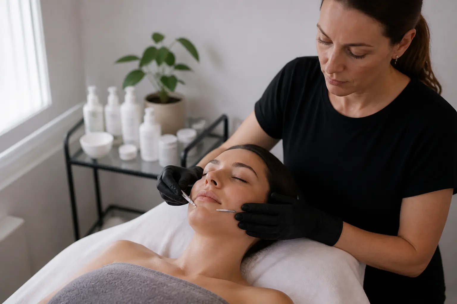 Supporting editorial photograph about dermaplaning before spray tan