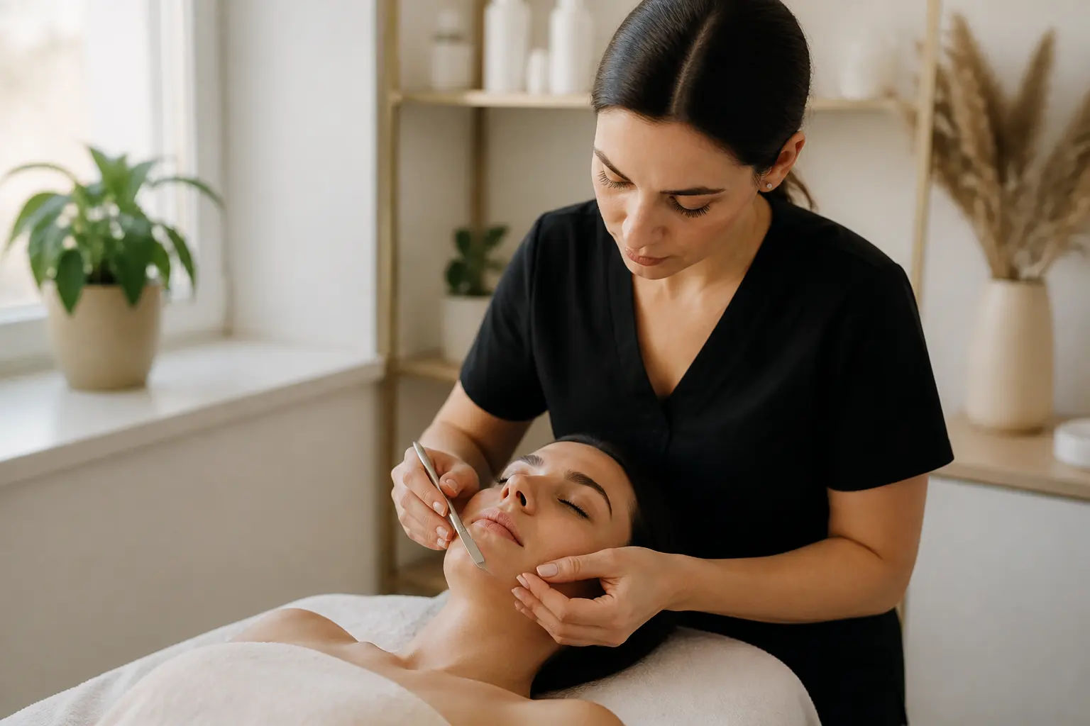 Supporting editorial photograph about dermaplaning before spray tan