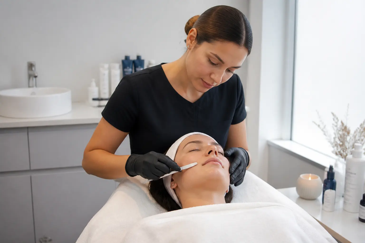 Supporting editorial photograph about dermaplaning frequency for oily and dry skin