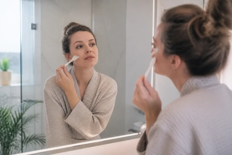 Editorial cover photograph about dermaplaning vs facial shaving