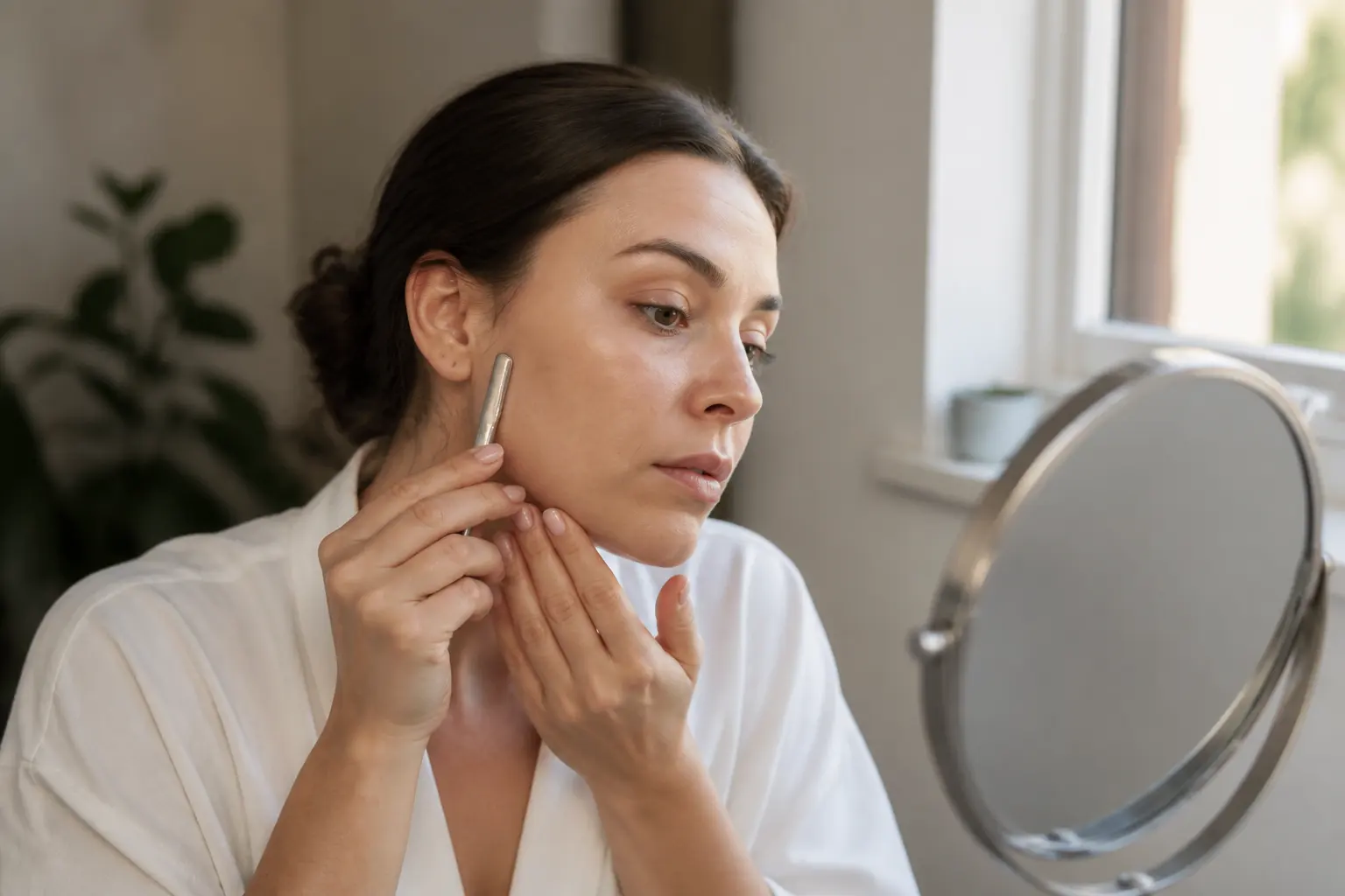 Supporting editorial photograph about dermaplaning vs facial shaving