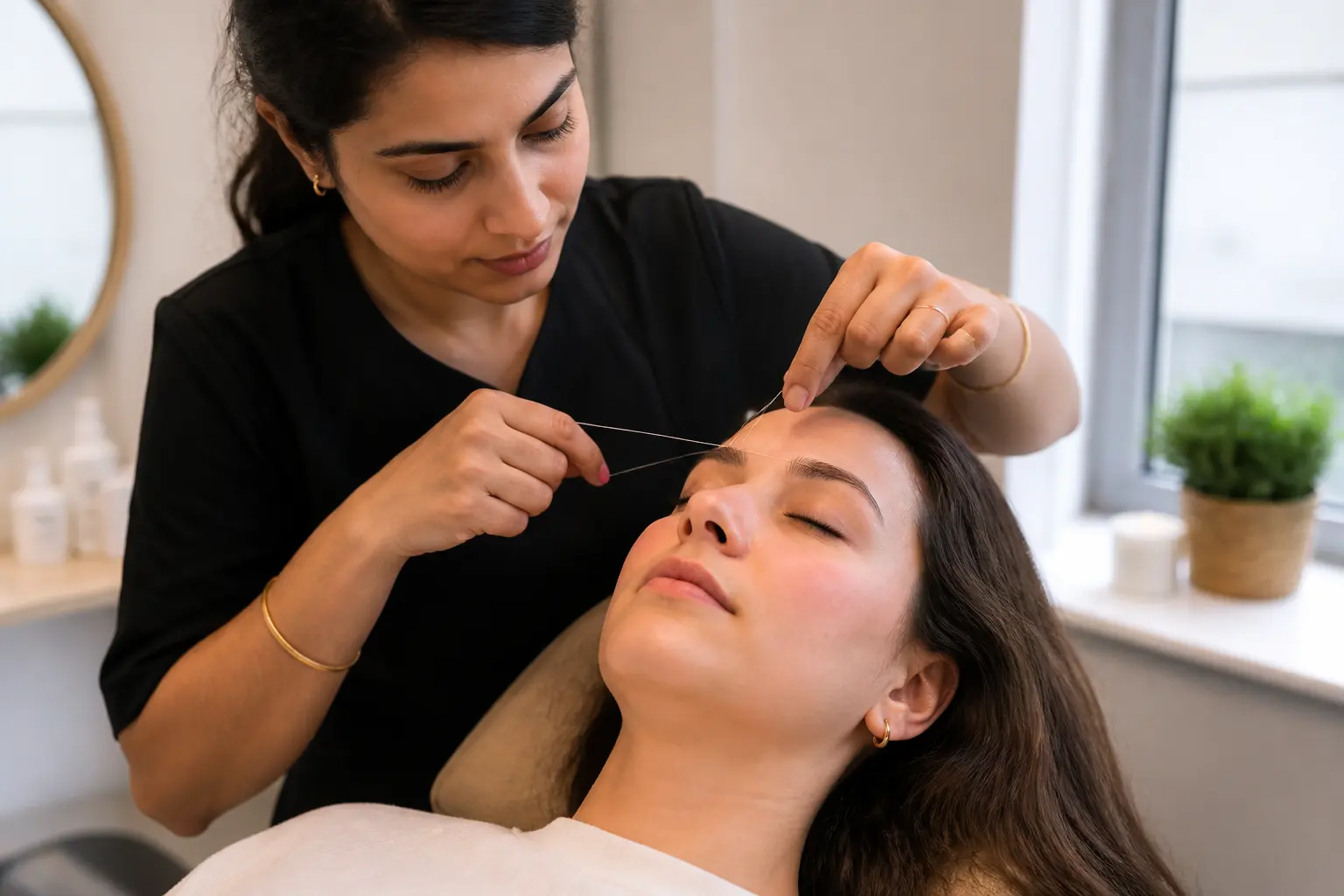 Supporting editorial photograph about does eyebrow threading hurt