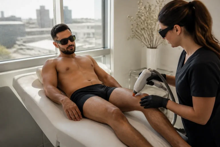 Editorial cover photograph about does laser hair removal hurt for men
