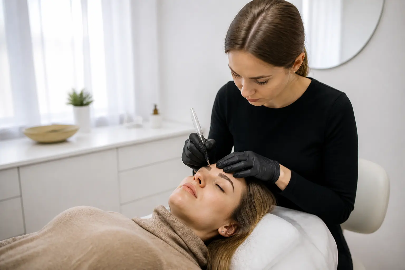Supporting editorial photograph about does microblading hurt