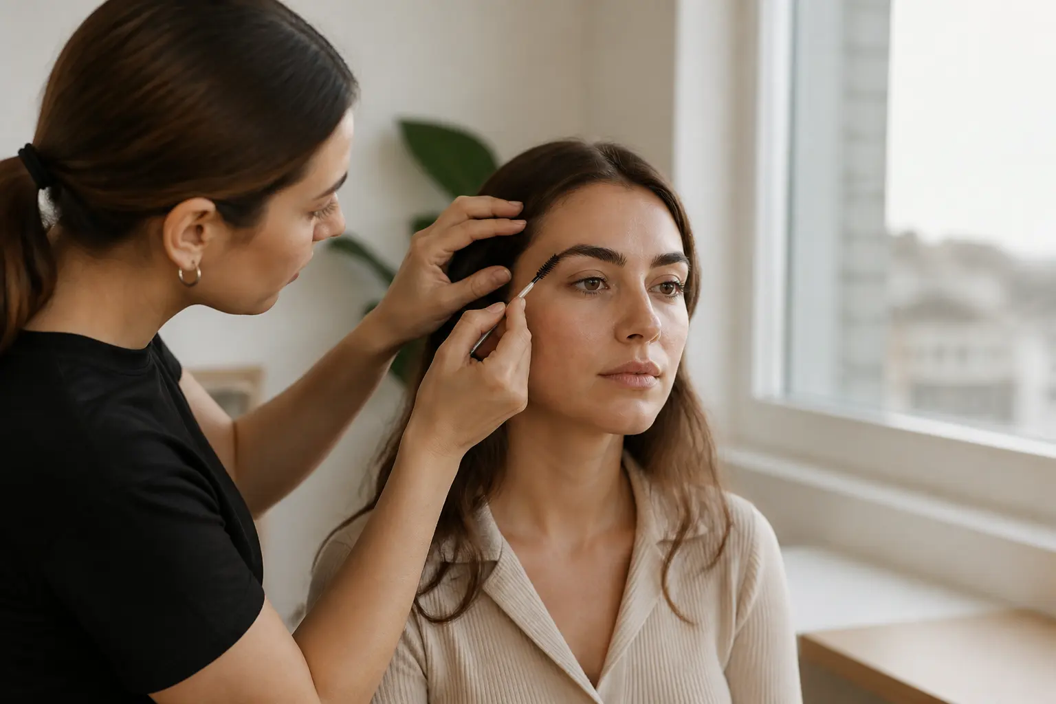 Editorial cover photograph about eyebrow cowlick styling