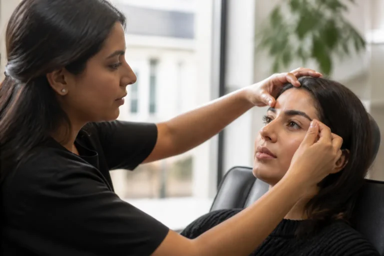 Editorial cover photograph about eyebrow hairs growing in different directions