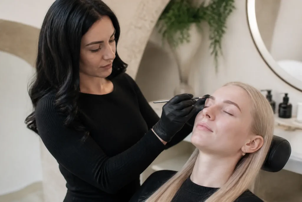 Editorial cover photograph about henna or tint for very fair eyebrows