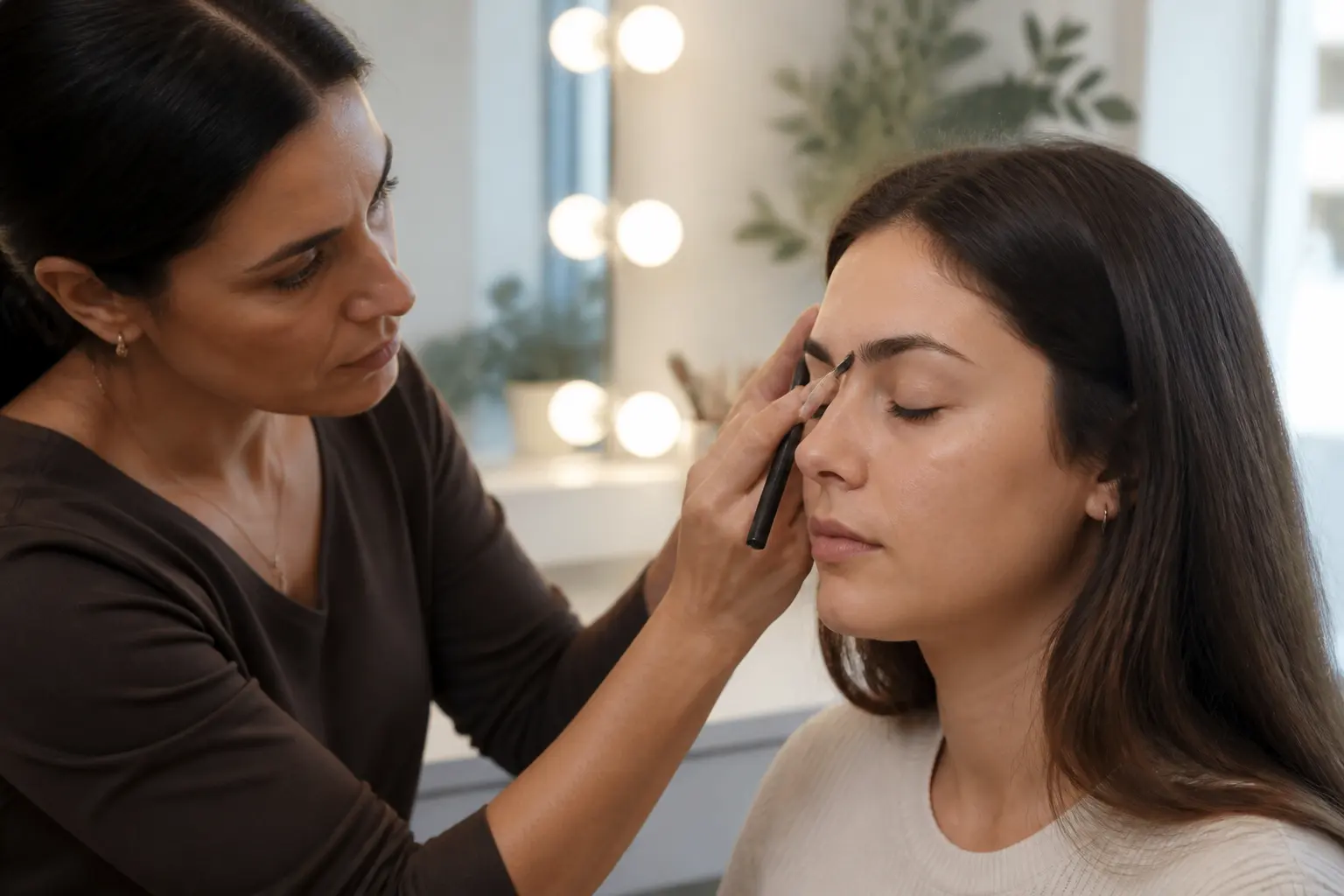 Supporting editorial photograph about eyebrow scar camouflage