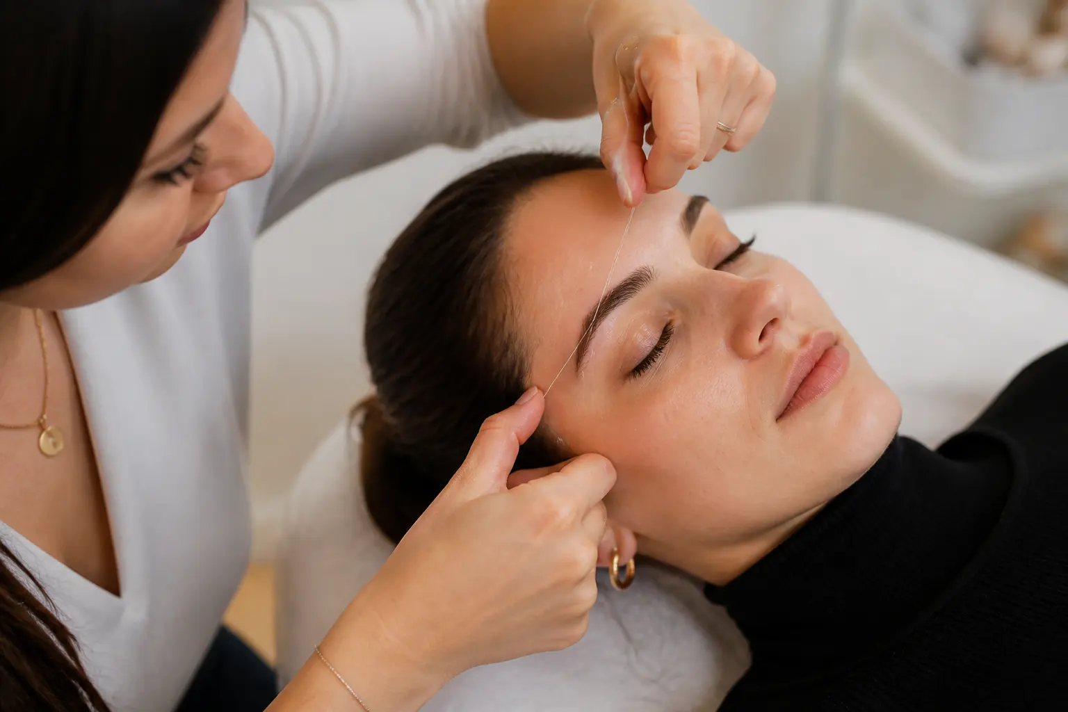 Supporting editorial photograph about eyebrow threading and retinol