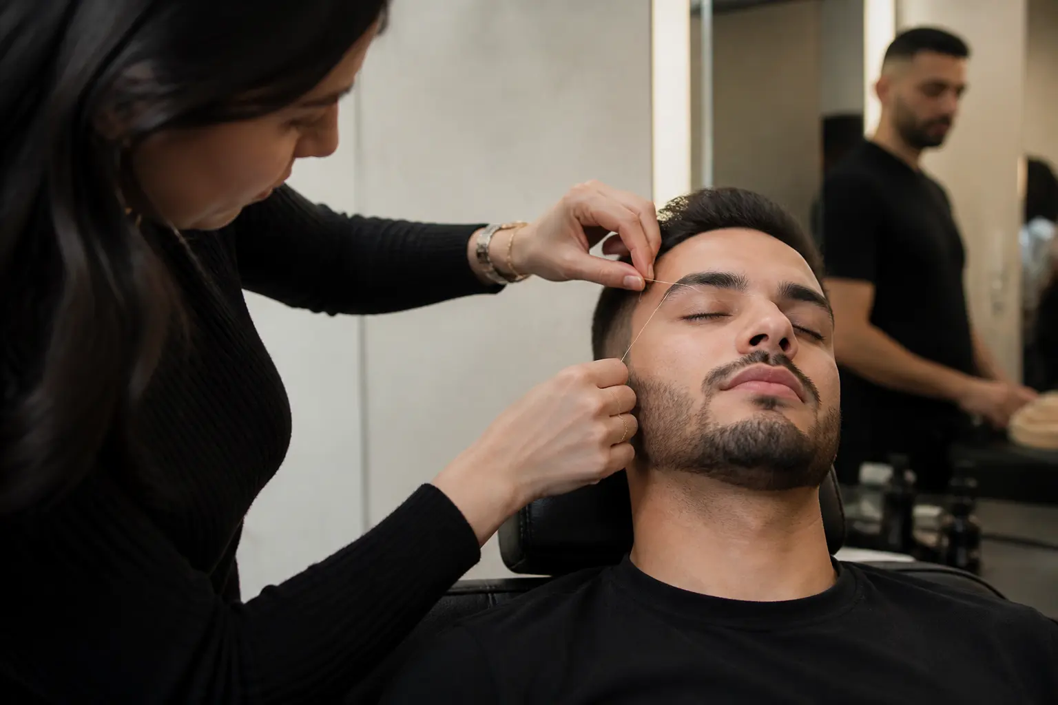 Supporting editorial photograph about eyebrow threading for men in Malta