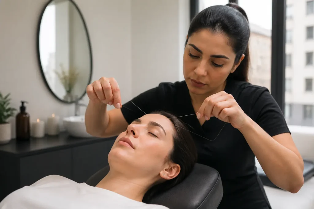 Editorial cover photograph about eyebrow threading near St Julian's