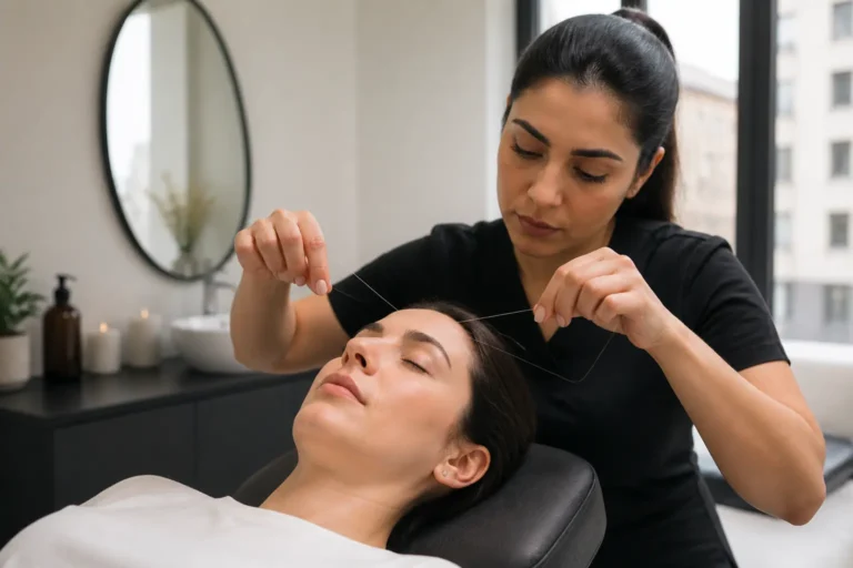 Editorial cover photograph about eyebrow threading near St Julian's