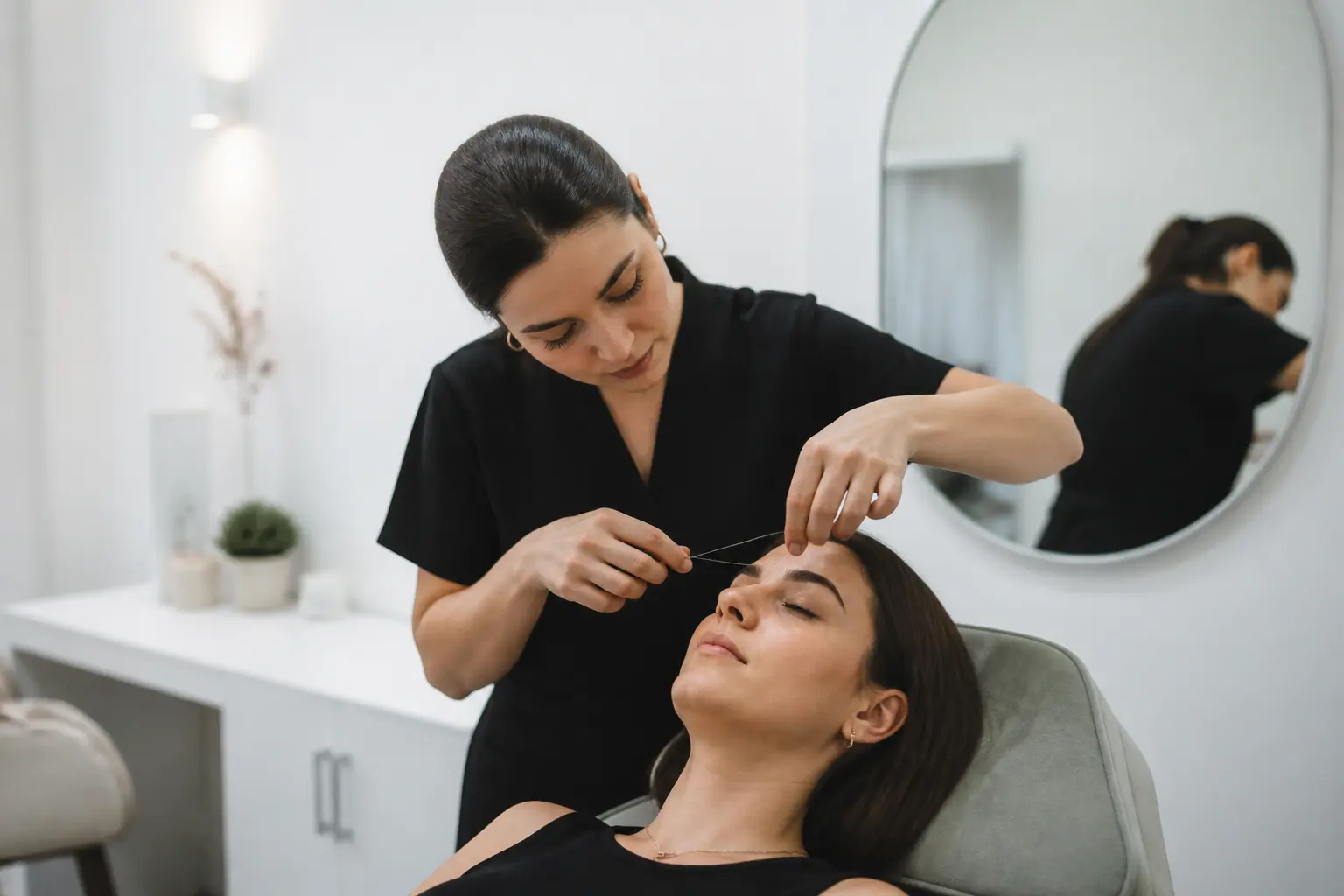 Supporting editorial photograph about eyebrow threading near St Julian's