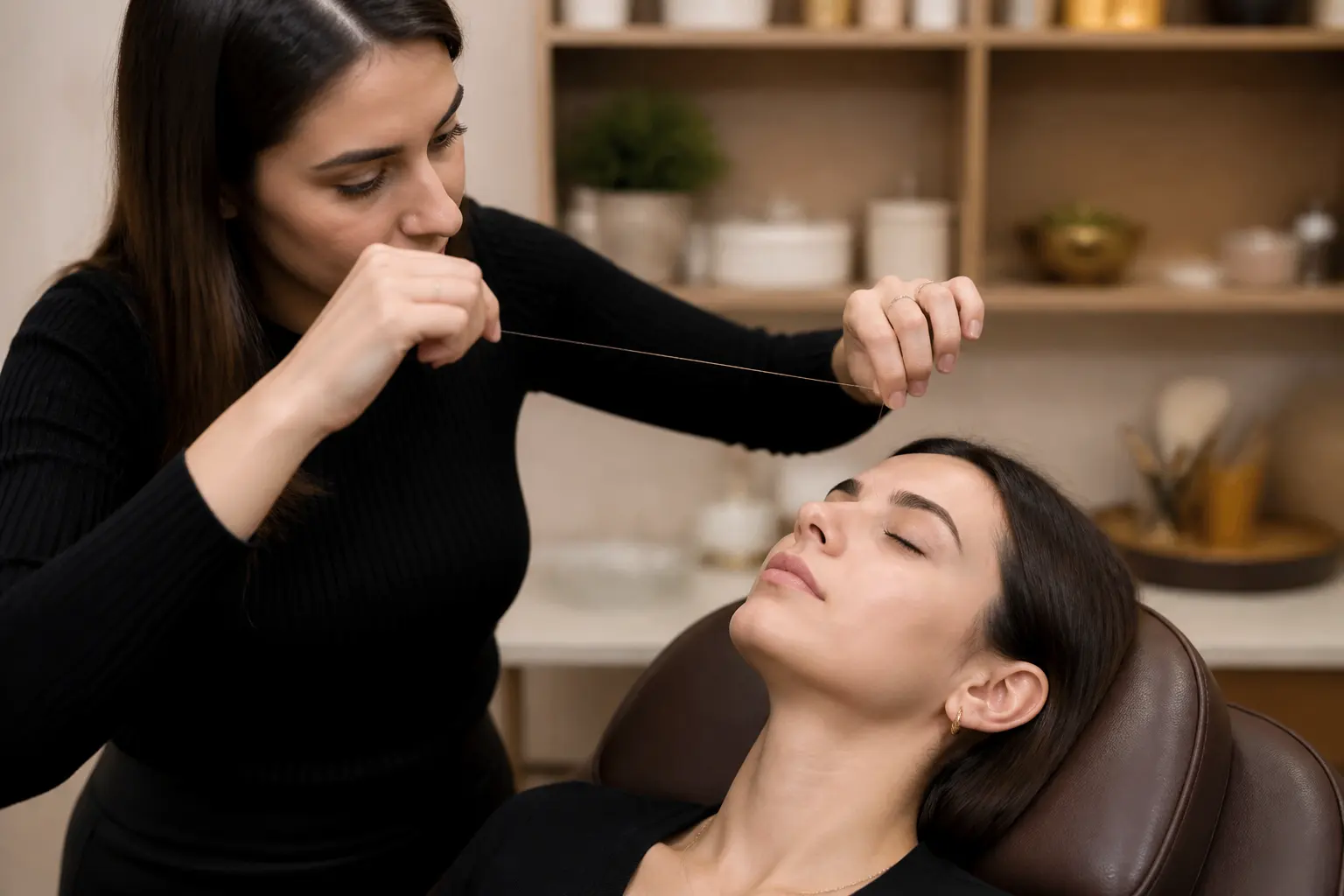Editorial cover photograph about eyebrow threading vs tweezing