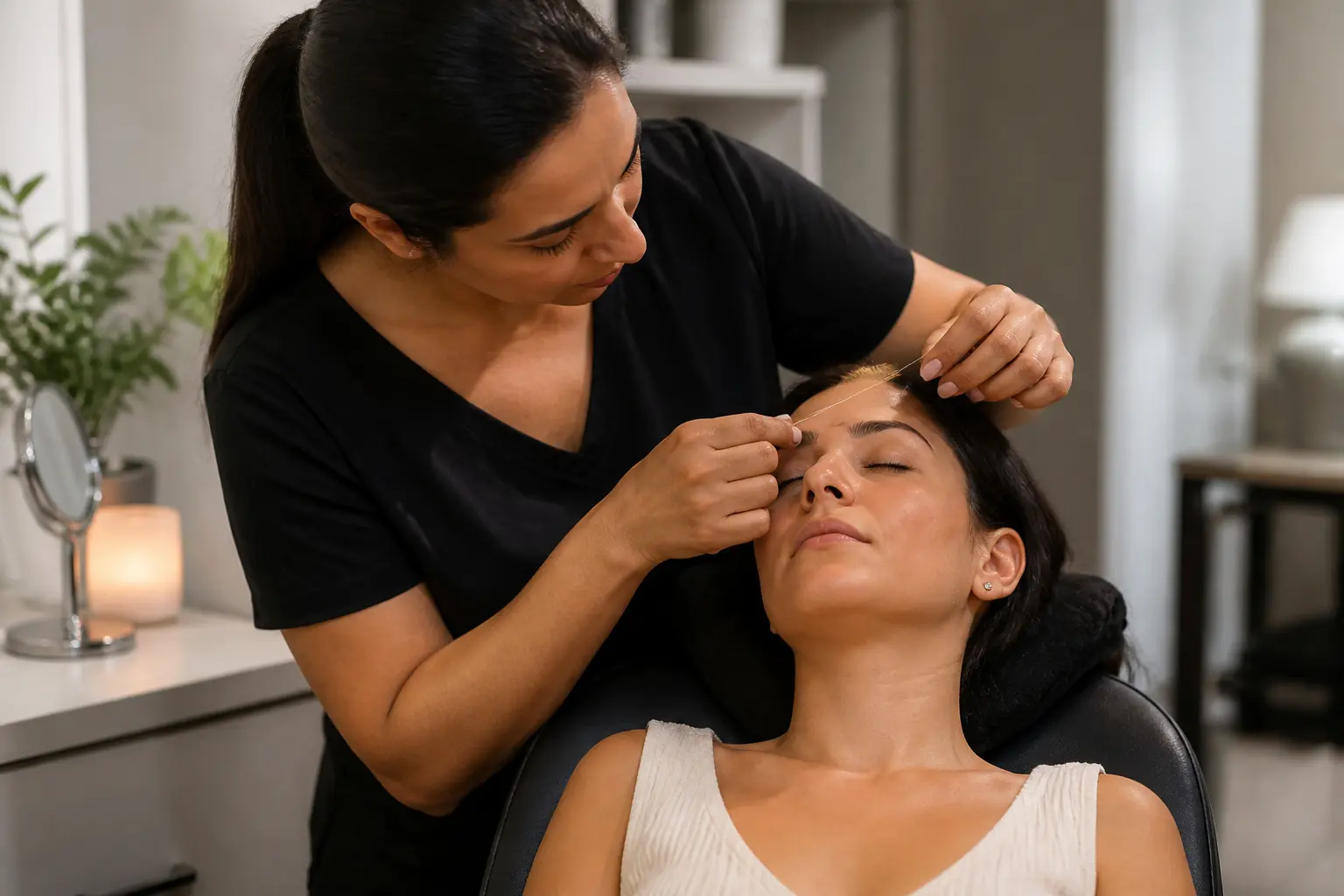 Supporting editorial photograph about eyebrow threading vs tweezing