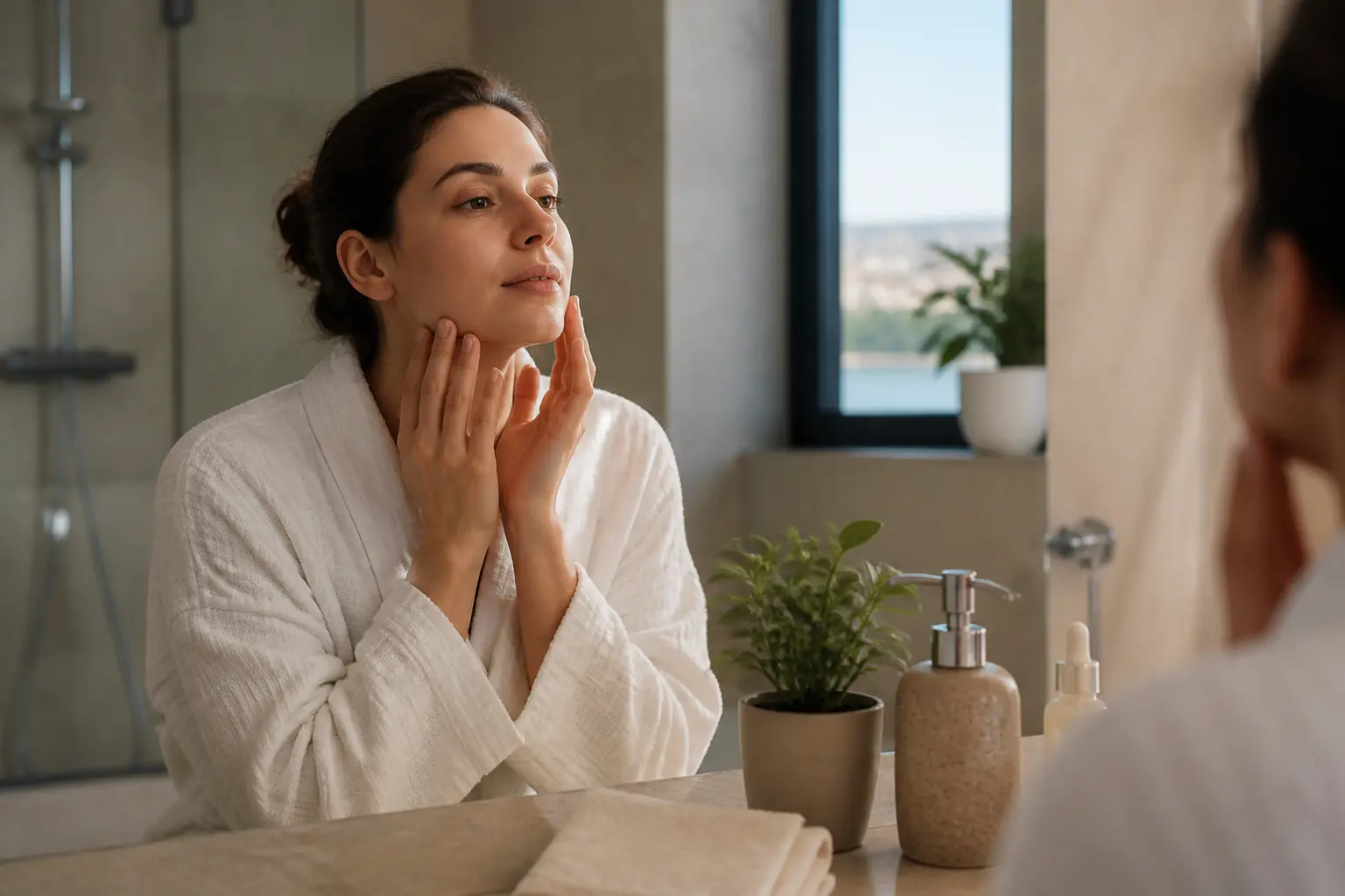Editorial cover photograph about facial aftercare