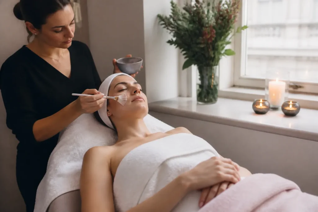 Editorial cover photograph about facial before an important occasion