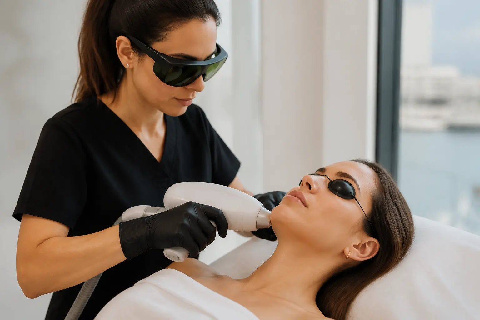 Editorial cover photograph about facial laser hair removal for women