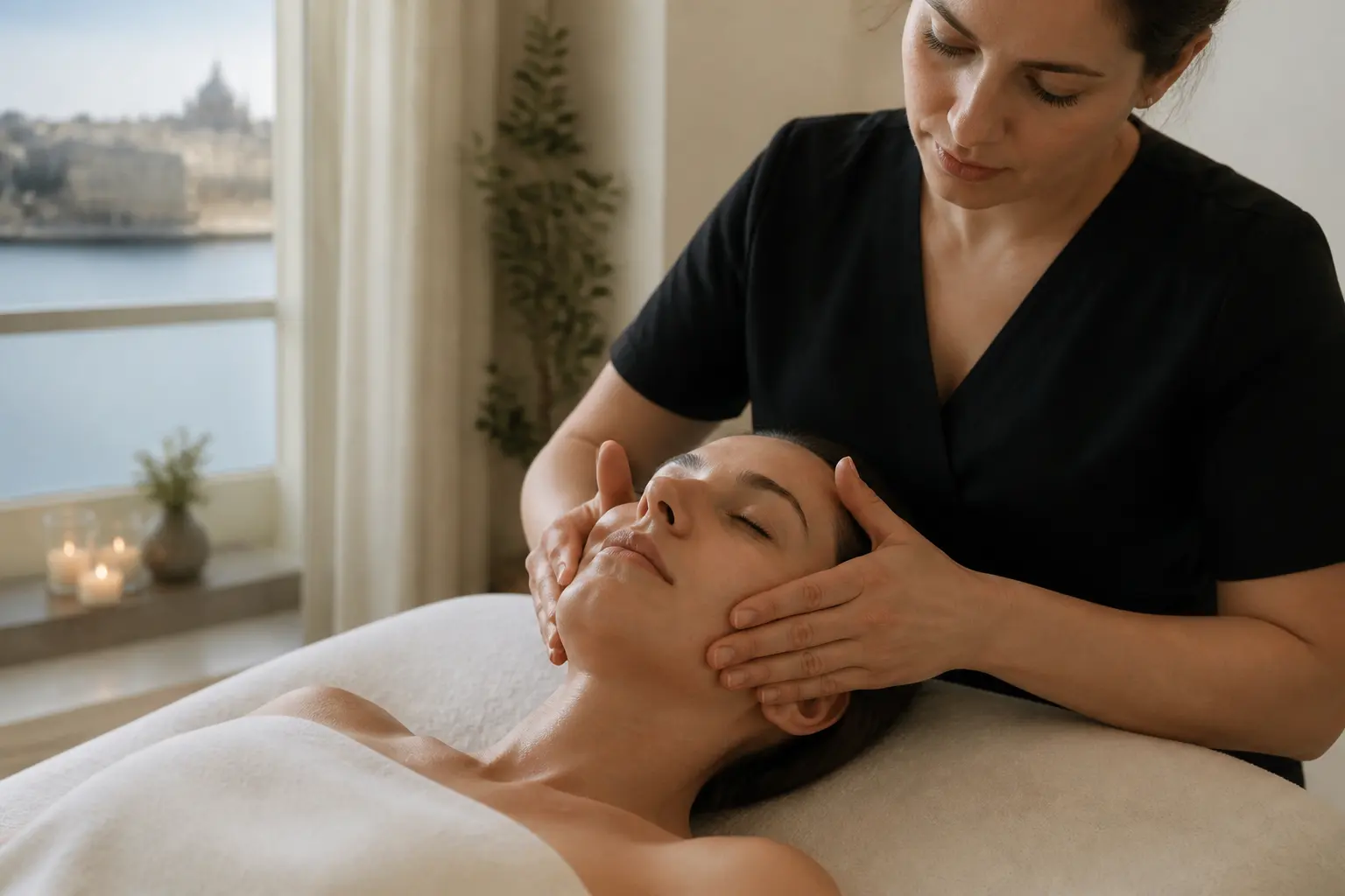 Editorial cover photograph about facial massage benefits