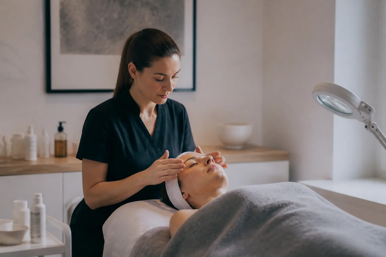 Supporting editorial photograph about facials and active skincare routine