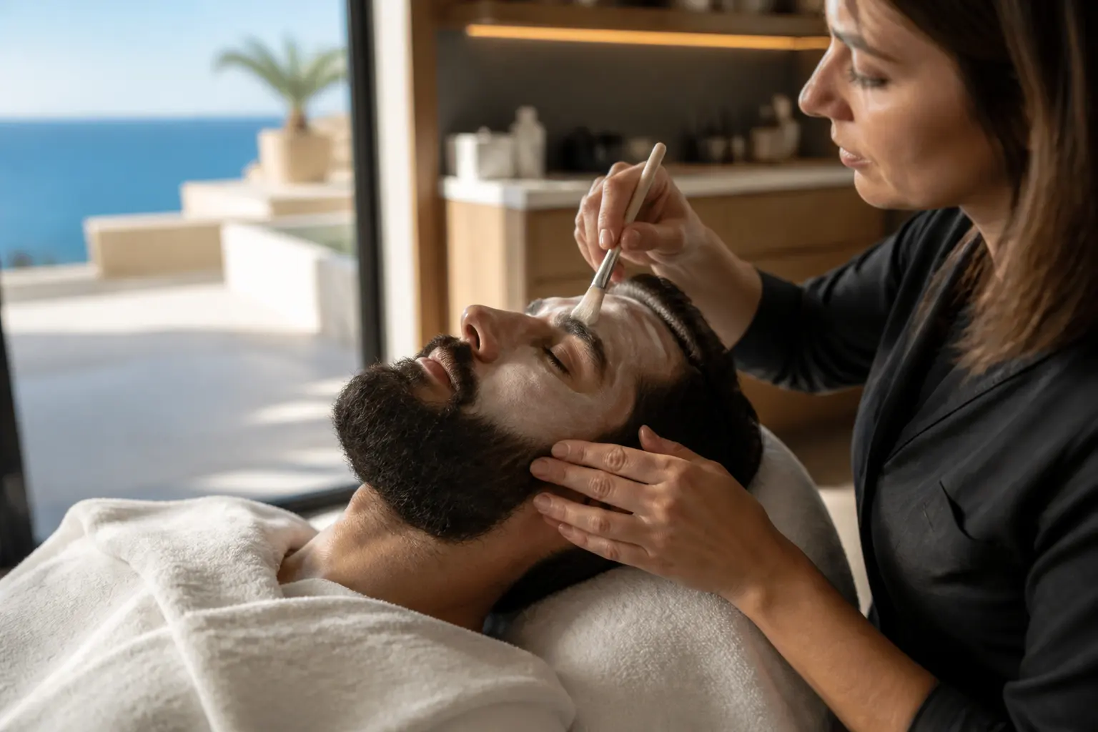 Supporting editorial photograph about facials for men with beards