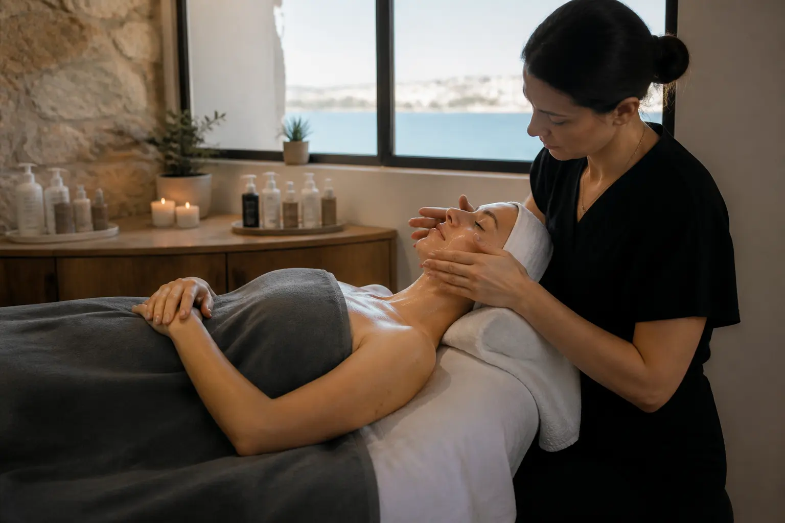 Supporting editorial photograph about facial for tired skin after travel