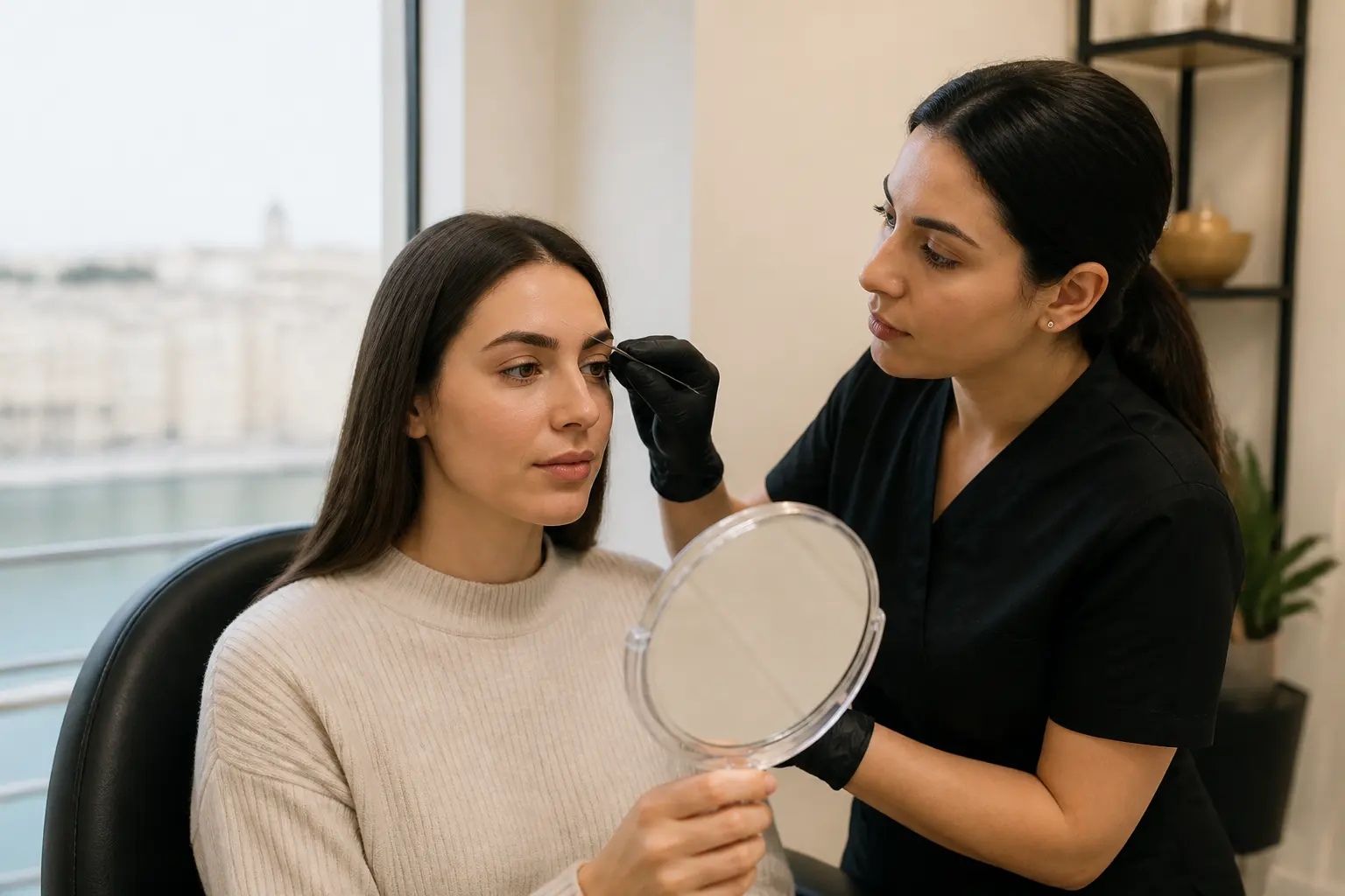 Editorial cover photograph about first brow threading appointment