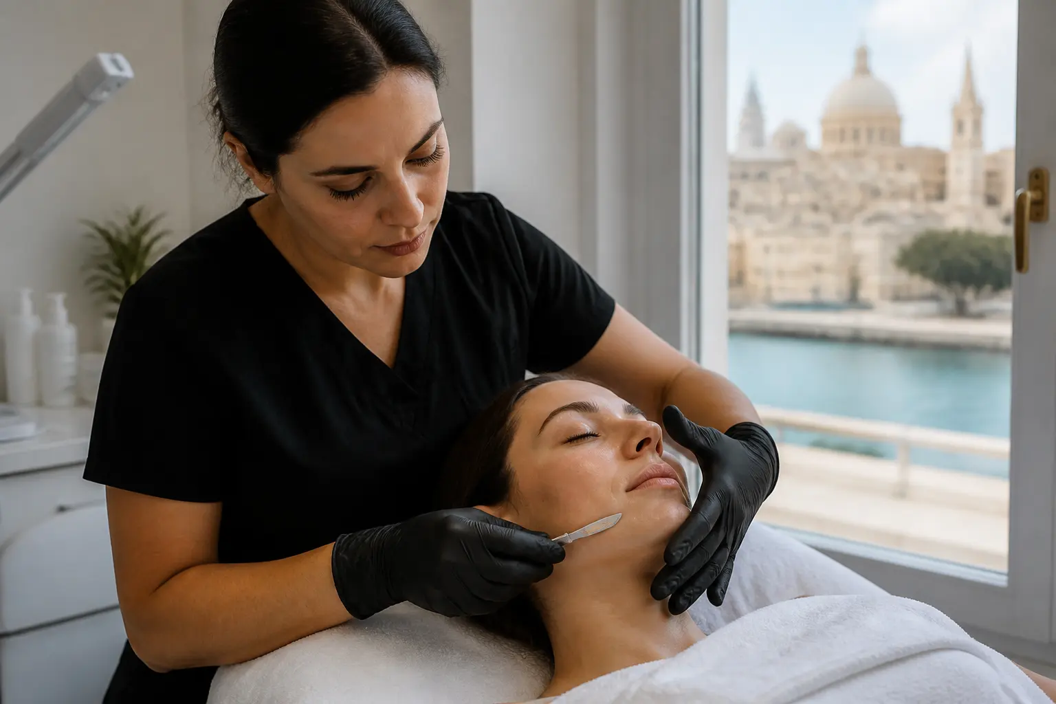 Supporting editorial photograph about first dermaplaning session