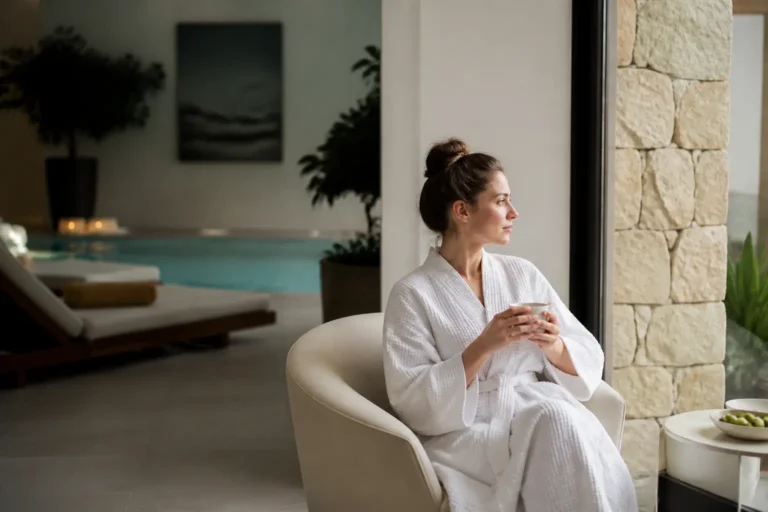 Editorial cover photograph about first spa visit