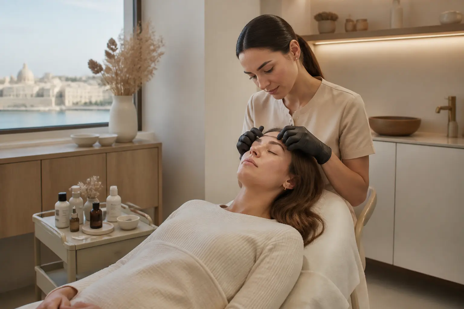 Editorial cover photograph about brow appointment in Malta