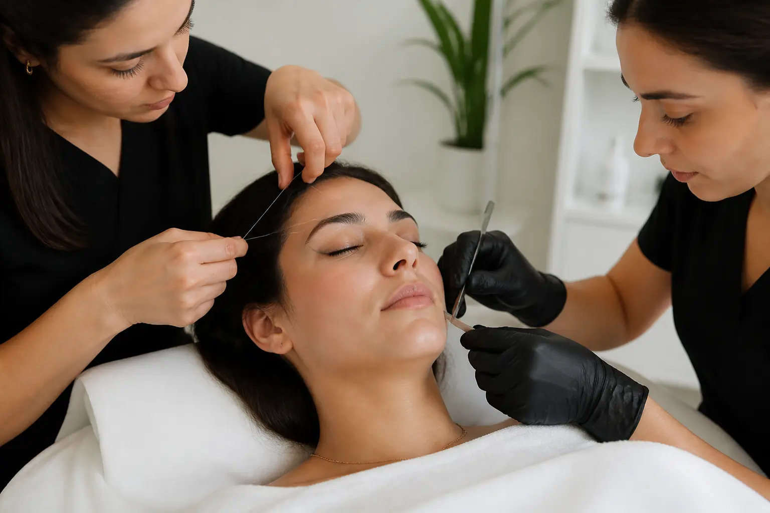 Supporting editorial photograph about full-face threading vs dermaplaning