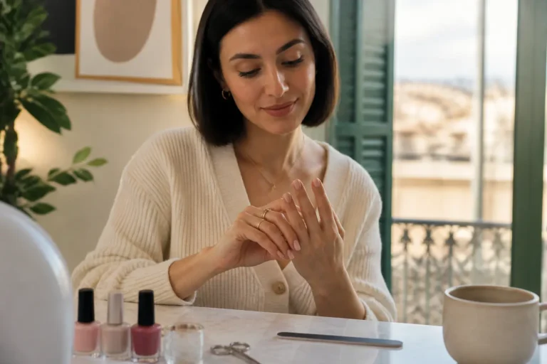 Editorial cover photograph about gel nails on short natural nails