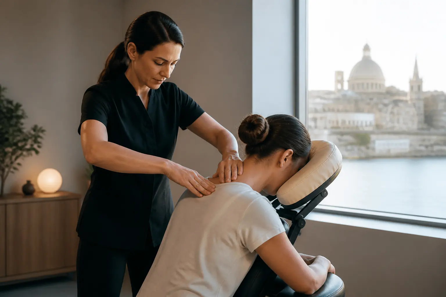 Editorial cover photograph about head neck and shoulder massage