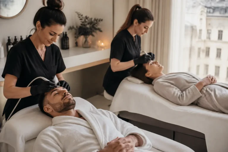 Editorial cover photograph about couples beauty appointments Malta