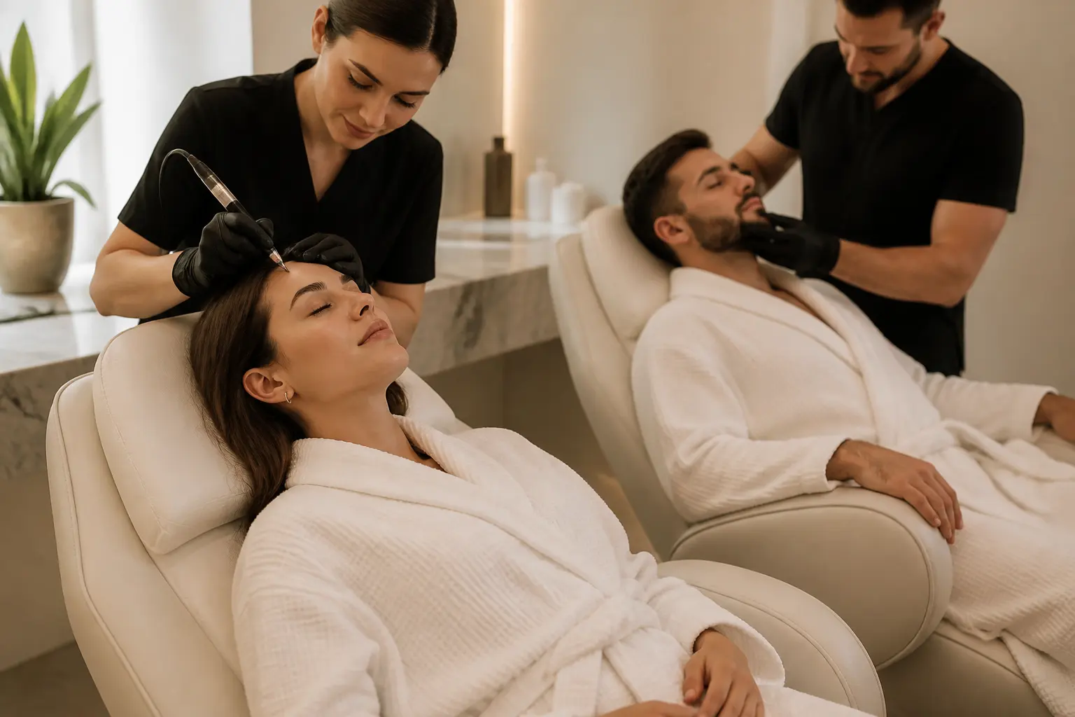 Supporting editorial photograph about couples beauty appointments Malta
